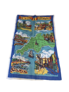 Devon & Cornwall collectible souvenir Tea Towel